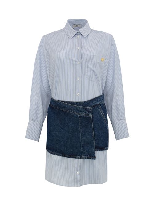Abito in popeline di cotone e denim Elisabetta Franchi | TG00156E2EF4